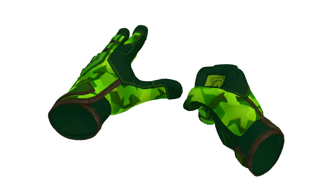 ★ Specialist Gloves | Lime Polycam (Minimal Wear) — Dust II light, front
