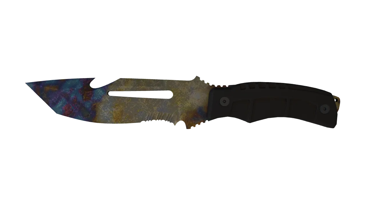 ★ Survival Knife | Case Hardened (Battle-Scarred) — Dust II light, front