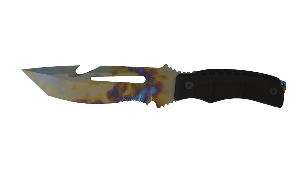 Survival Knife | Case Hardened seed #523, front