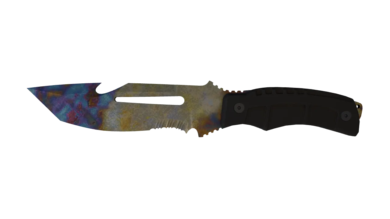 StatTrak™ ★ Survival Knife | Case Hardened (Well-Worn) — Dust II light, front