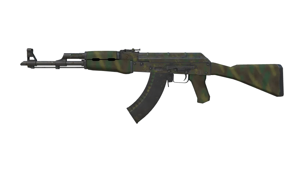 AK-47 | Jungle Spray (Battle-Scarred) — Dust II light, front