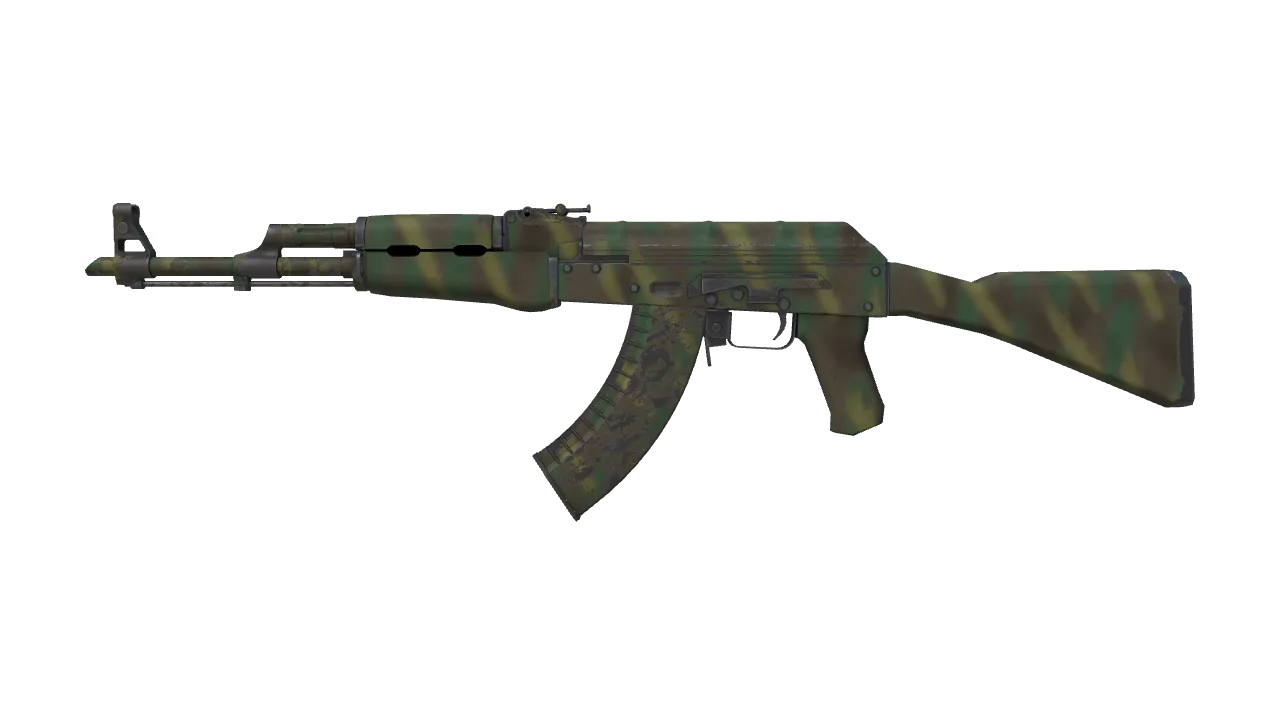 Souvenir AK-47 | Jungle Spray (Well-Worn) — Dust II light, front