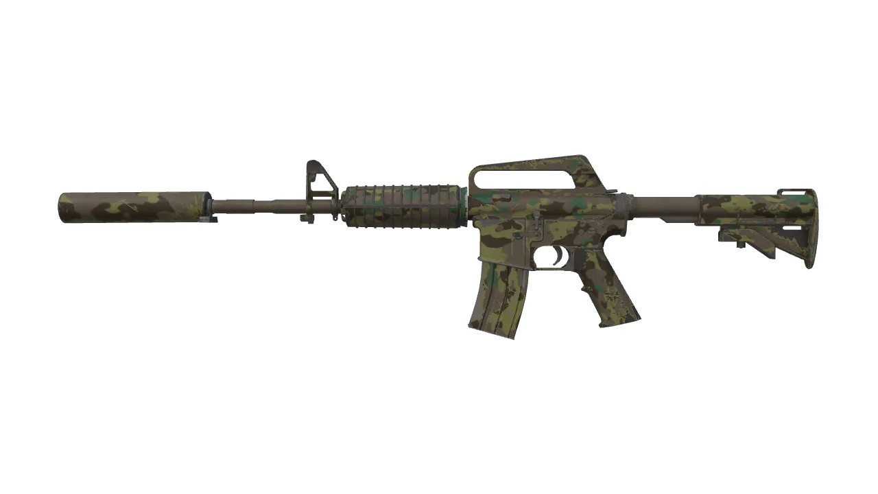 M4A1-S | Boreal Forest (Well-Worn) — Dust II light, front
