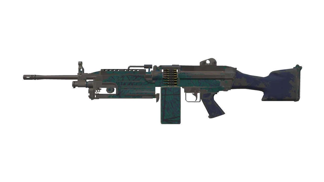 M249 | Shipping Forecast (Battle-Scarred) — Dust II light, front