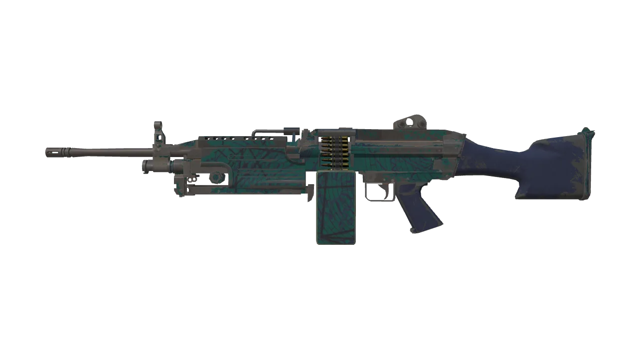 M249 | Shipping Forecast (Well-Worn) — Dust II light, front