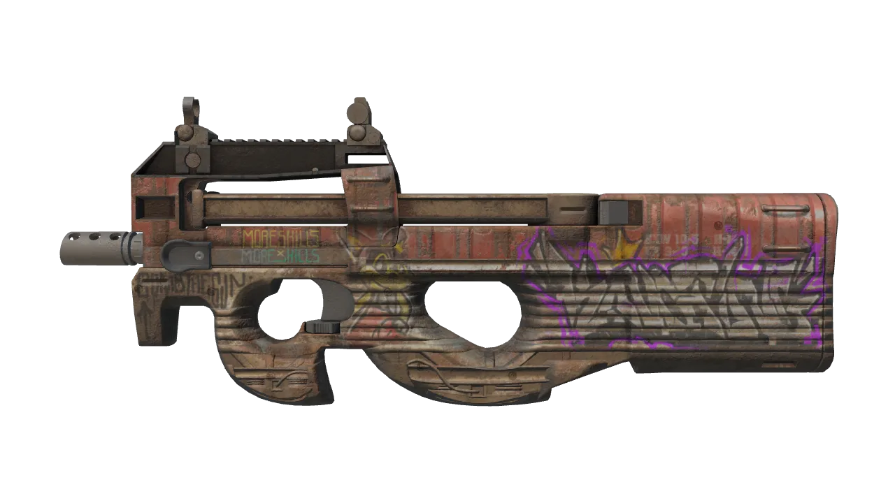 StatTrak™ P90 | Freight (Battle-Scarred) — Dust II light, front