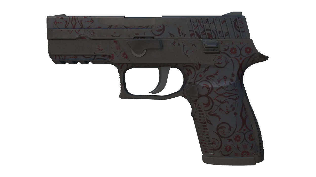 P250 | Dark Filigree (Battle-Scarred) — Dust II light, front