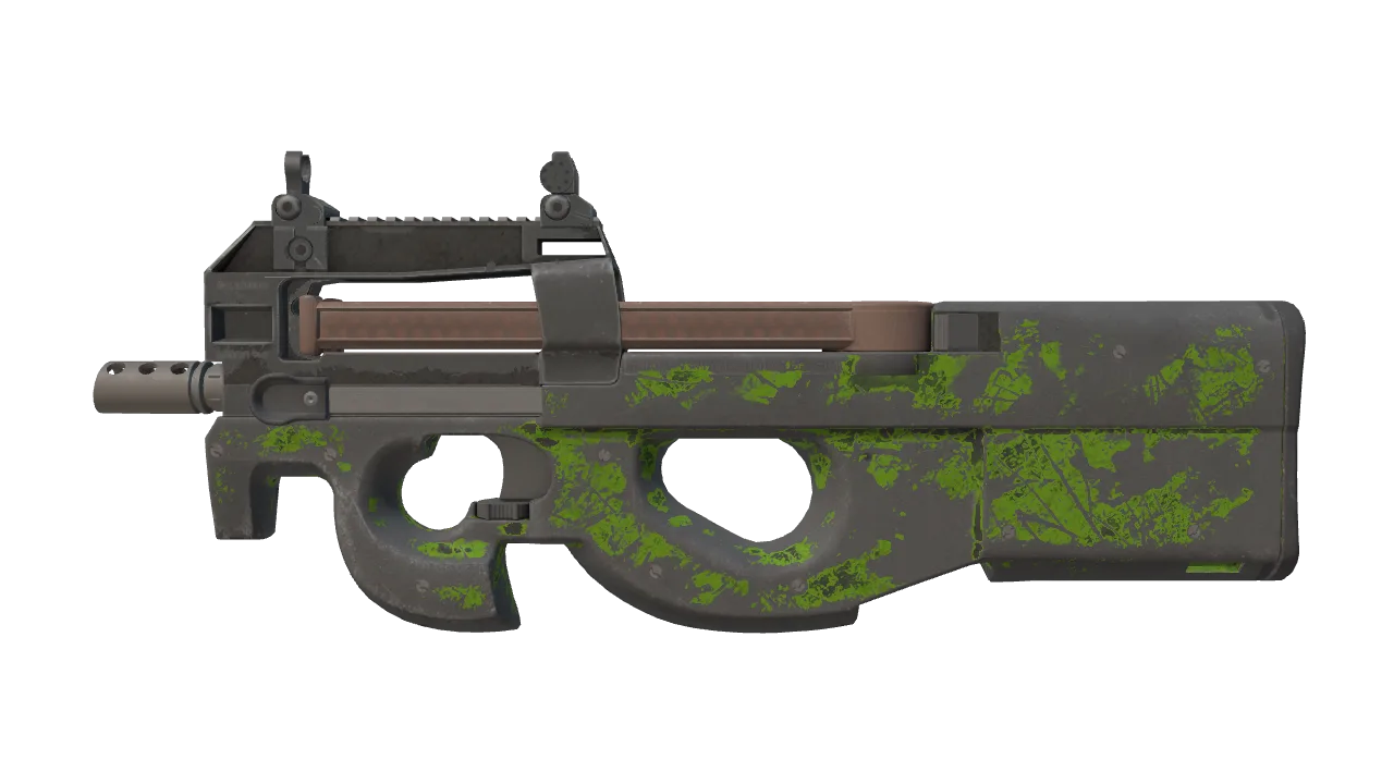 StatTrak™ P90 | Virus (Battle-Scarred) — Dust II light, front