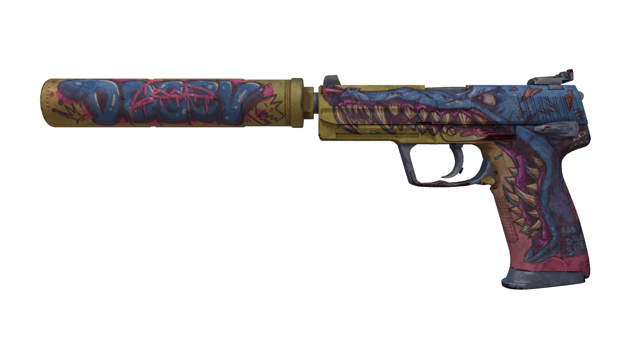 USP-S | Jawbreaker (Battle-Scarred) — Dust II light, front
