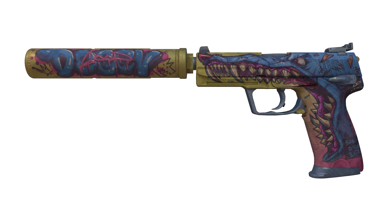 USP-S | Jawbreaker (Well-Worn) — Dust II light, front