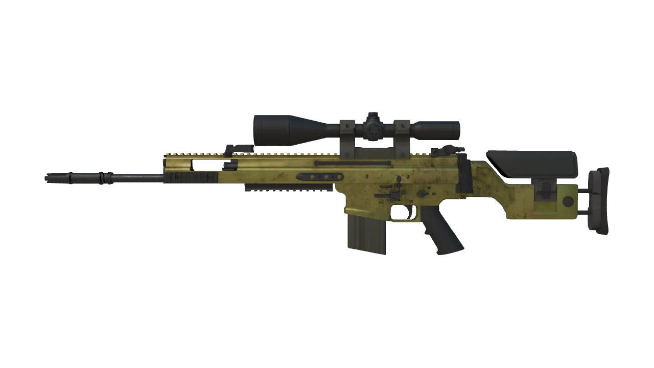 SCAR-20 | Brass (Minimal Wear) — Dust II light, front
