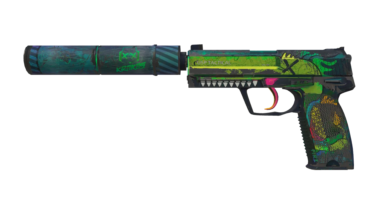 StatTrak™ USP-S | Monster Mashup (Well-Worn) — Dust II light, front