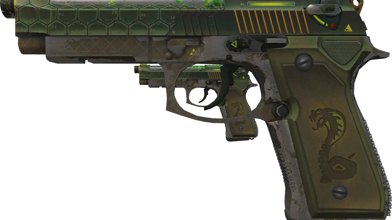 Dual Berettas | Cobra Strike (Battle-Scarred) — Dust II light, front