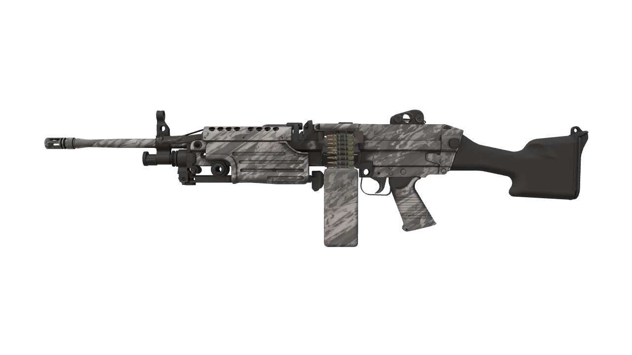 M249 | Sleet (Factory New) — Dust II light, front