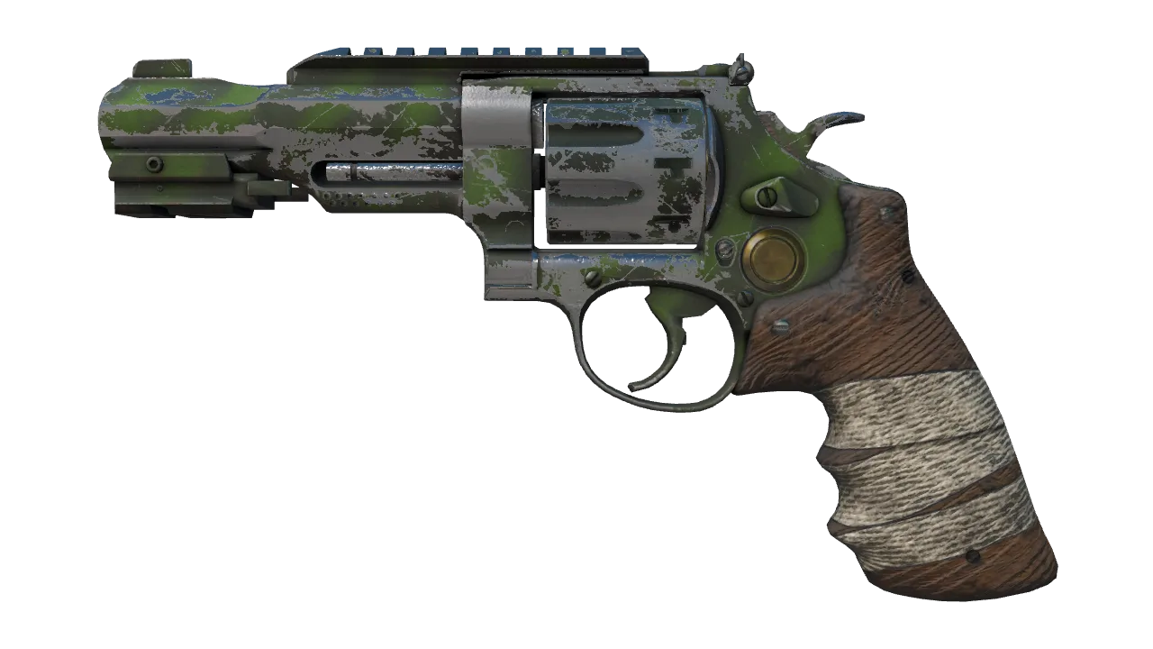 R8 Revolver | Survivalist (Battle-Scarred) — Dust II light, front