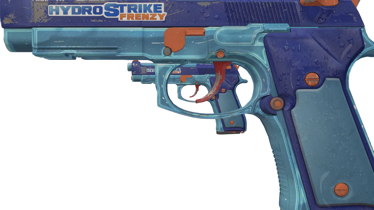 Dual Berettas | Hydro Strike (Battle-Scarred) — Dust II light, front