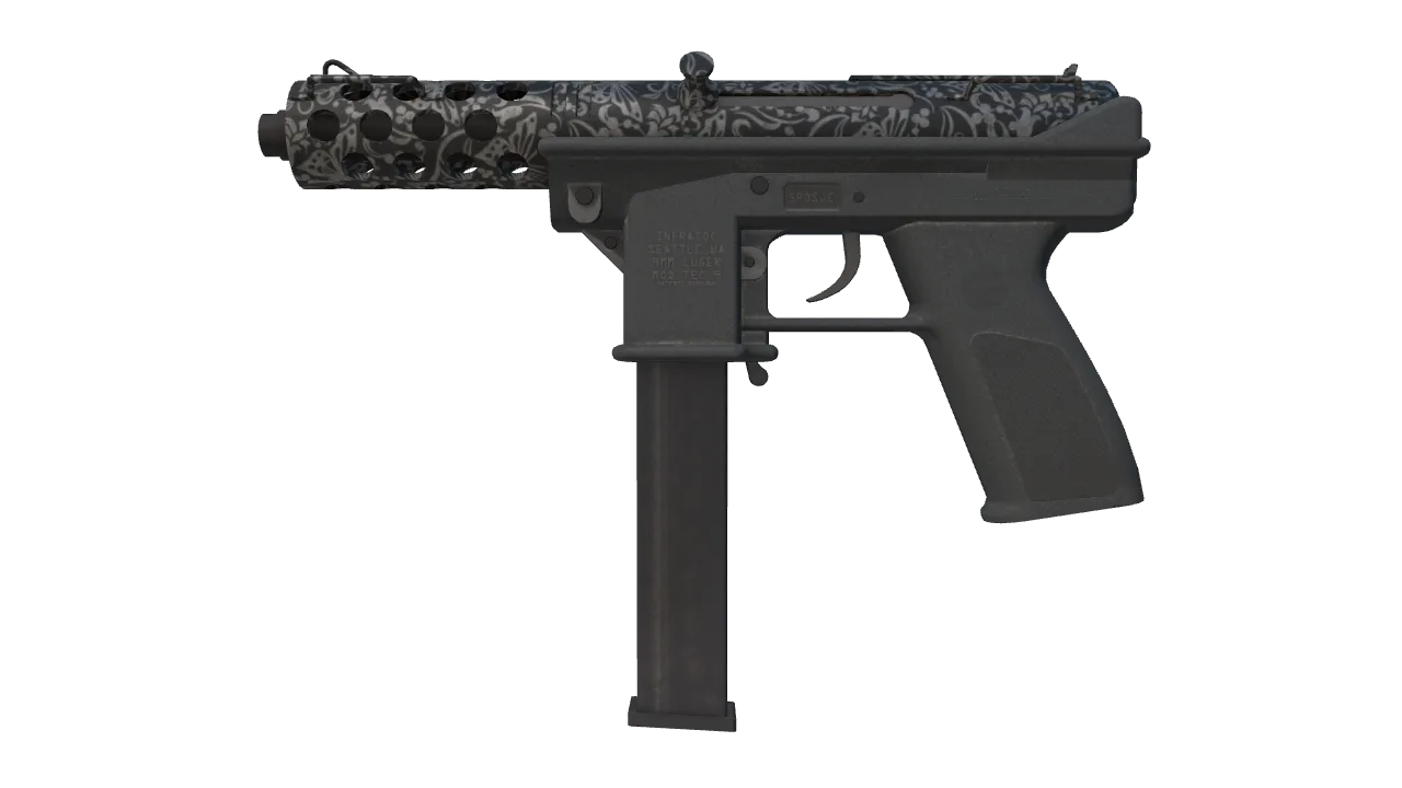 Tec-9 | Cut Out (Well-Worn) — Dust II light, front