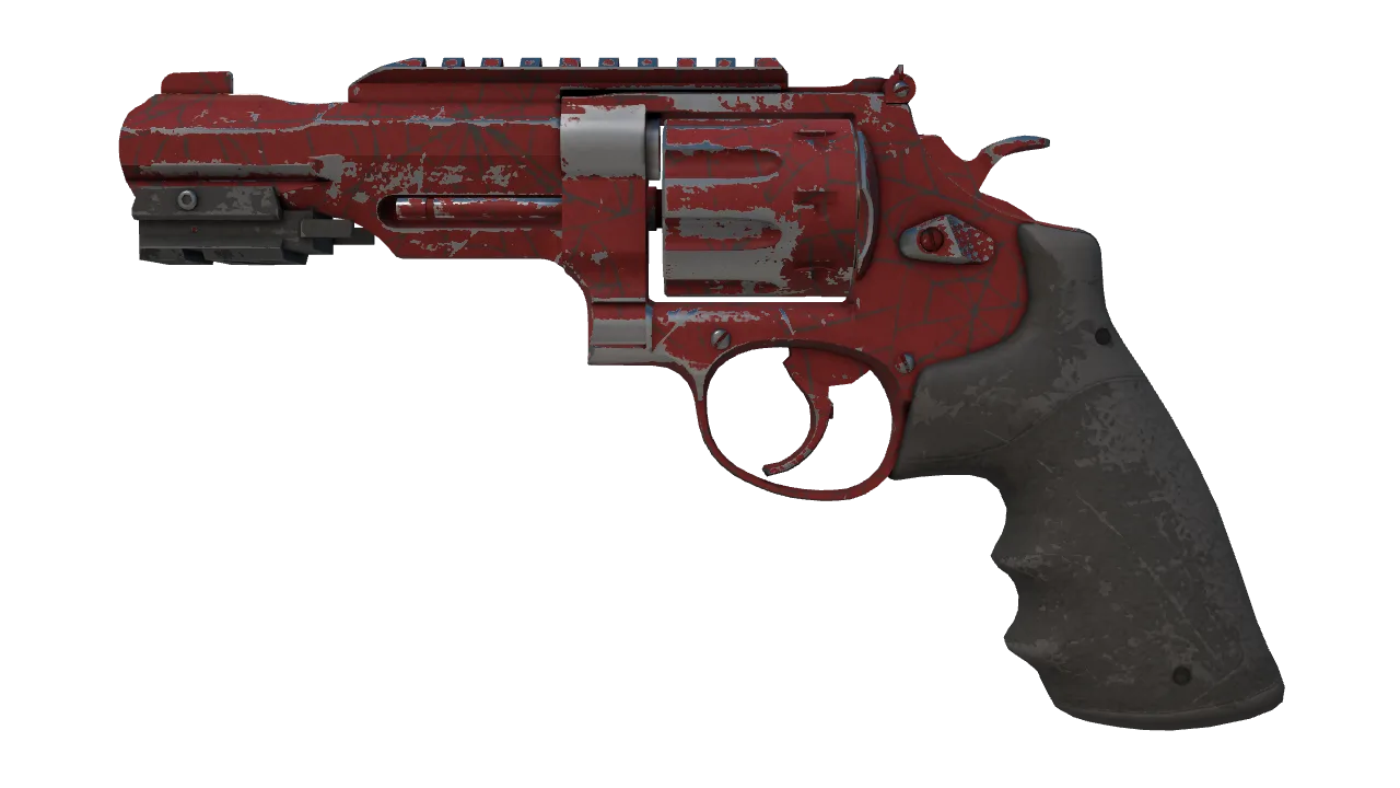 R8 Revolver | Crimson Web (Well-Worn) — Dust II light, front