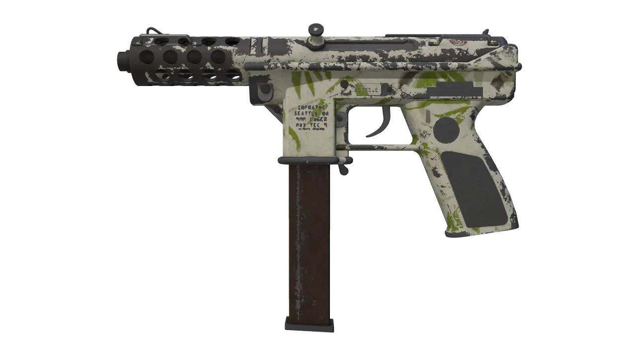 Tec-9 | Bamboo Forest (Battle-Scarred) — Dust II light, front