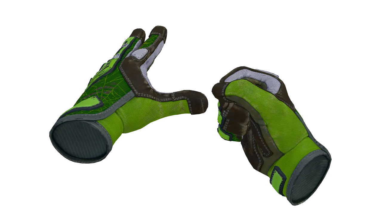 ★ Specialist Gloves | Emerald Web (Well-Worn) — Dust II light, front