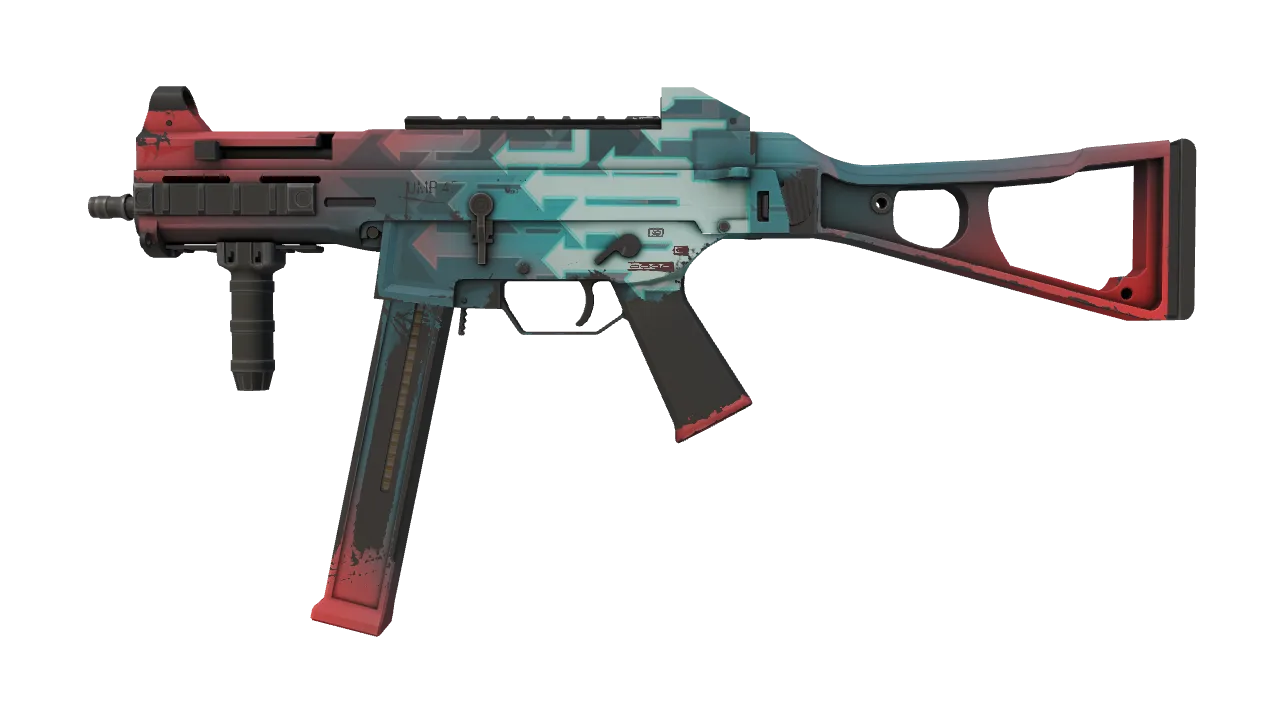 Souvenir UMP-45 | Momentum (Field-Tested) — Dust II light, front