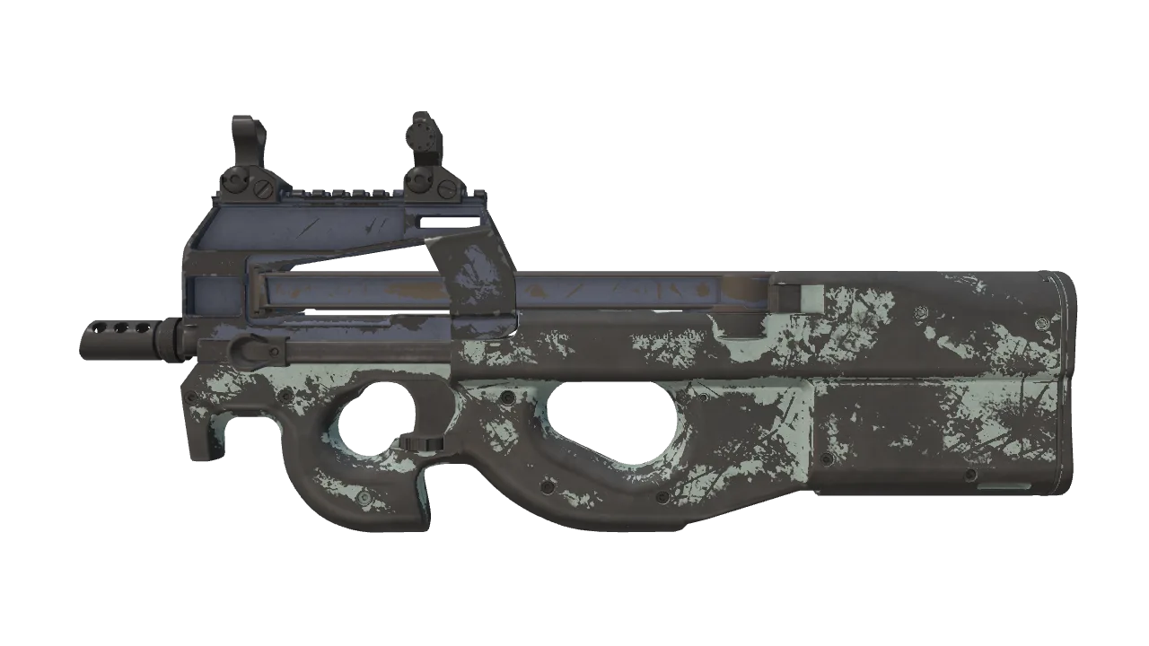 P90 | Storm (Battle-Scarred) — Dust II light, front