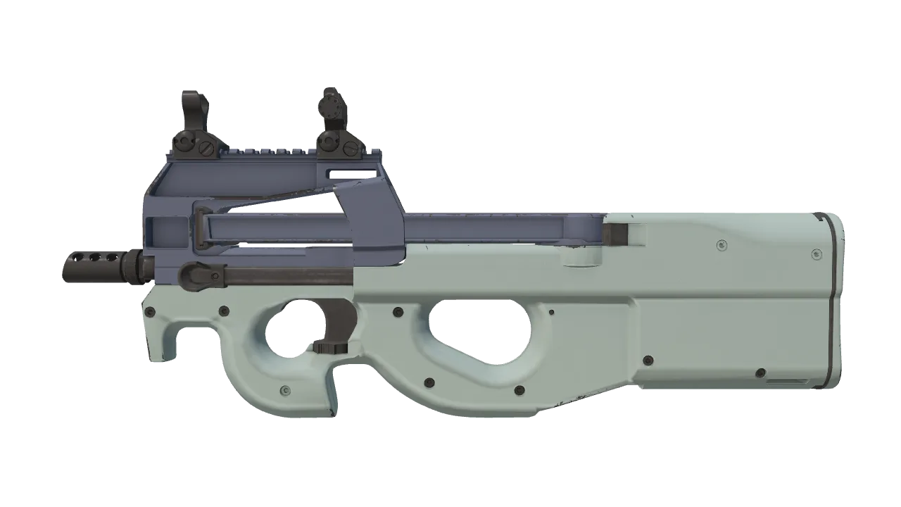P90 | Storm (Minimal Wear) — Dust II light, front