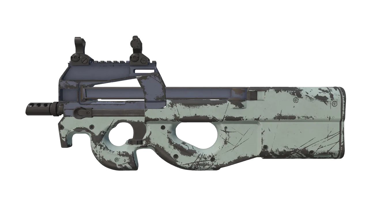 Souvenir P90 | Storm (Well-Worn) — Dust II light, front