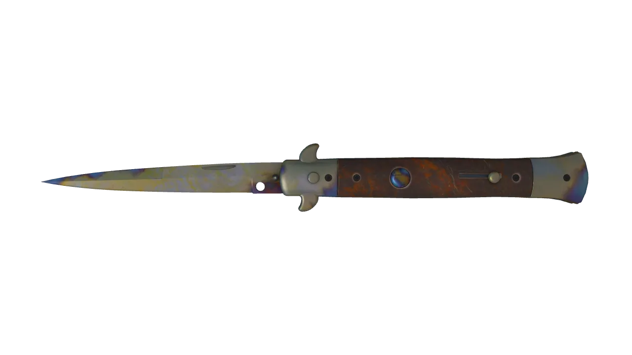 Stiletto Knife | Case Hardened seed #130, front
