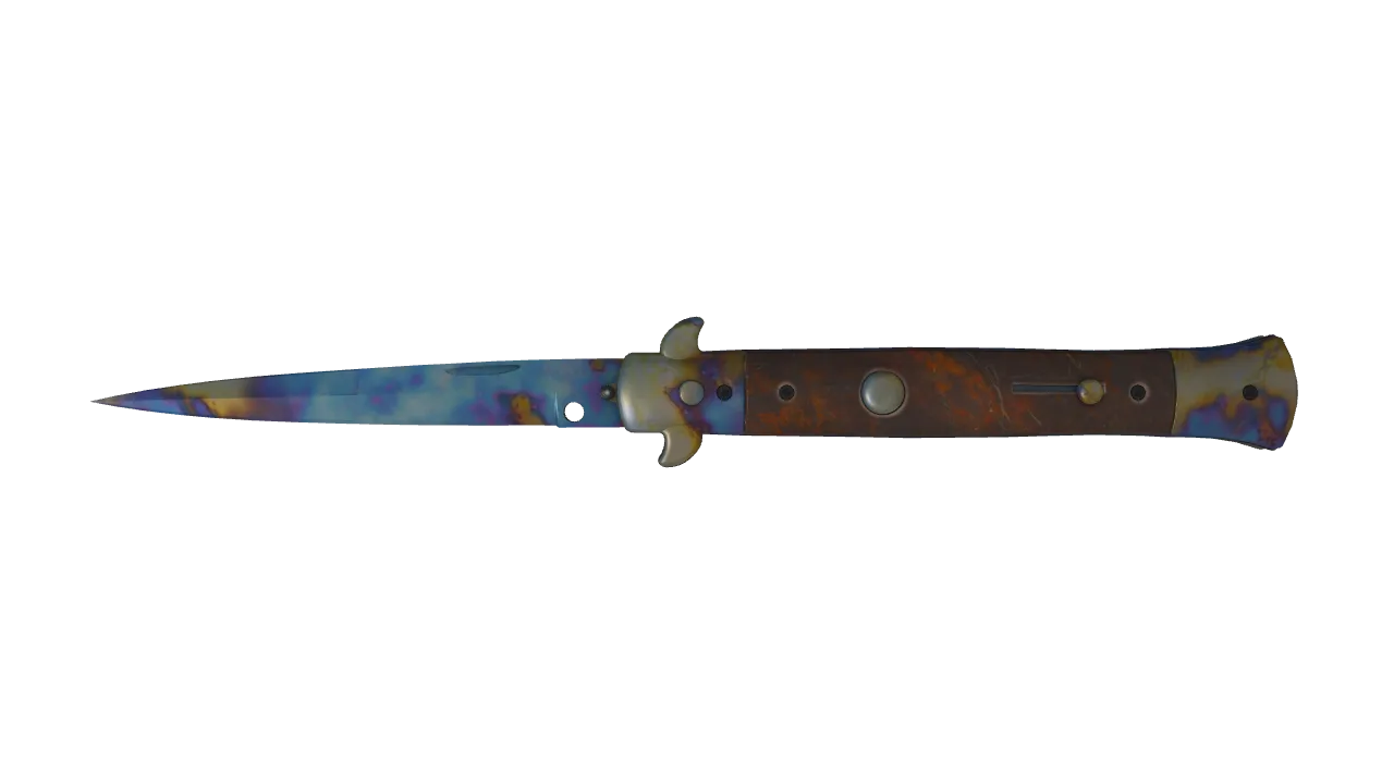 Stiletto Knife | Case Hardened seed #136, front