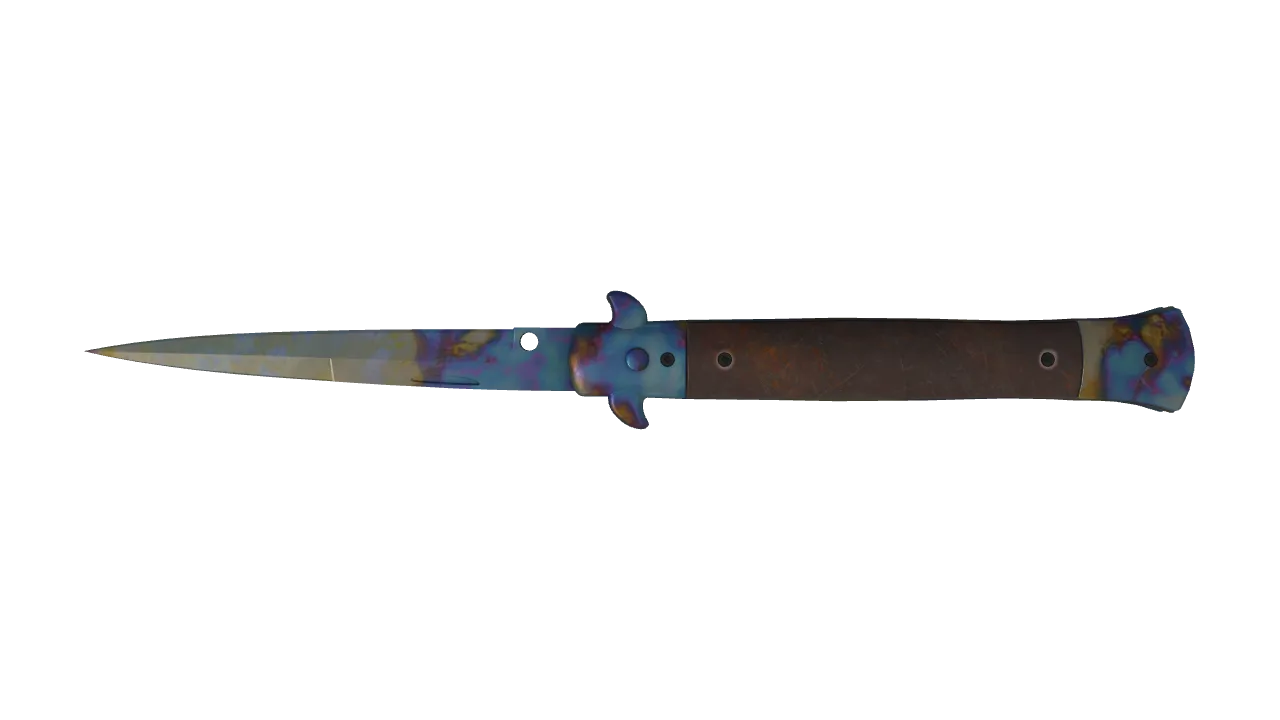 Stiletto Knife | Case Hardened seed #138, back