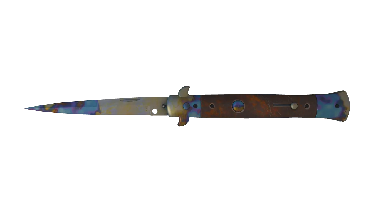 Stiletto Knife | Case Hardened seed #138, front