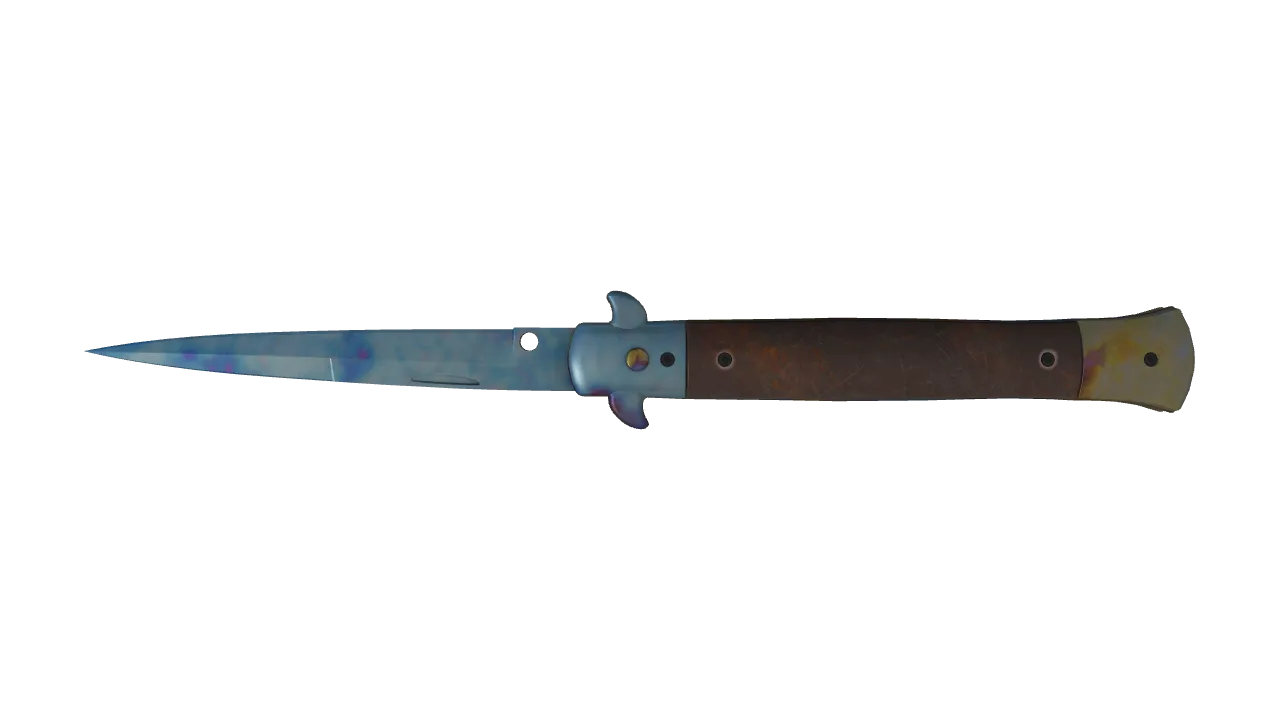 Stiletto Knife | Case Hardened seed #182, back