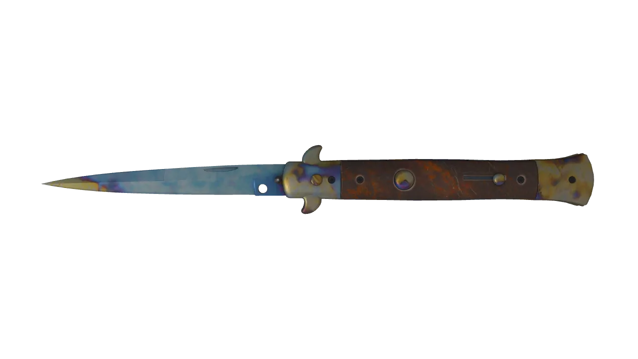 Stiletto Knife | Case Hardened seed #182, front