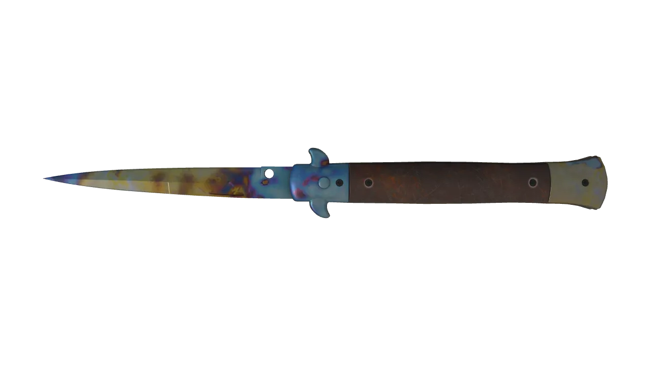 Stiletto Knife | Case Hardened seed #205, back