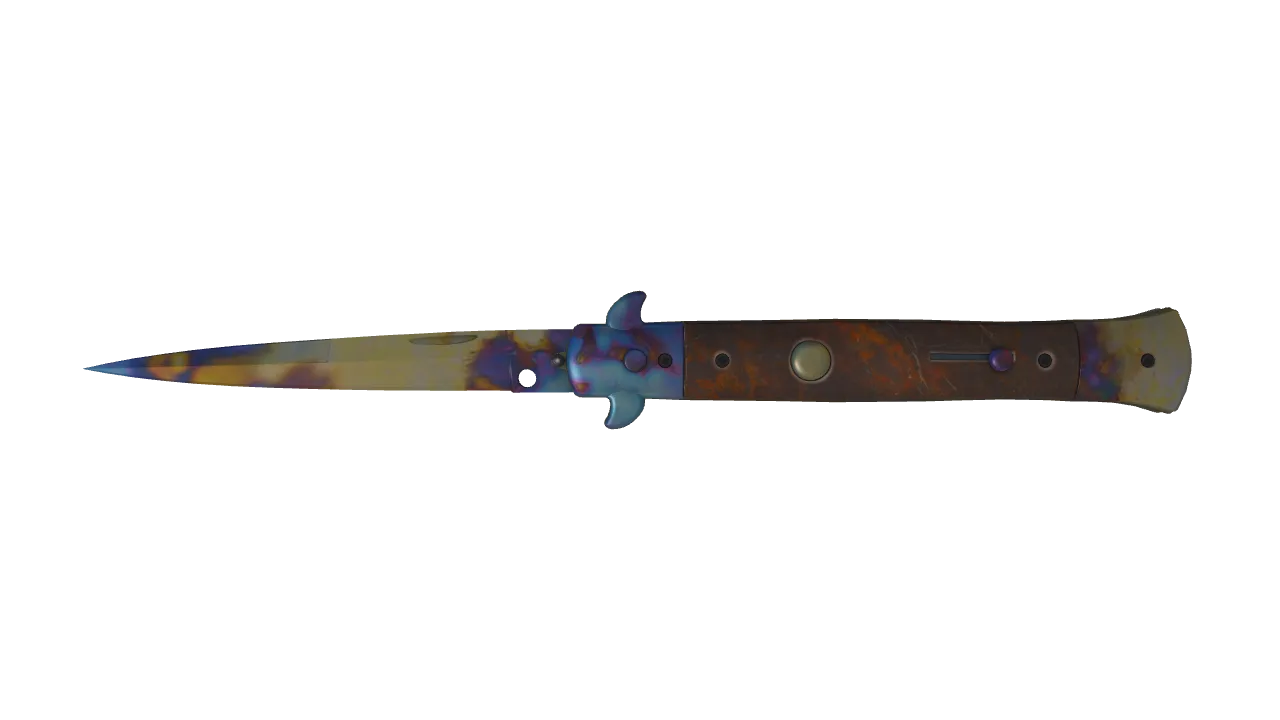 Stiletto Knife | Case Hardened seed #205, front