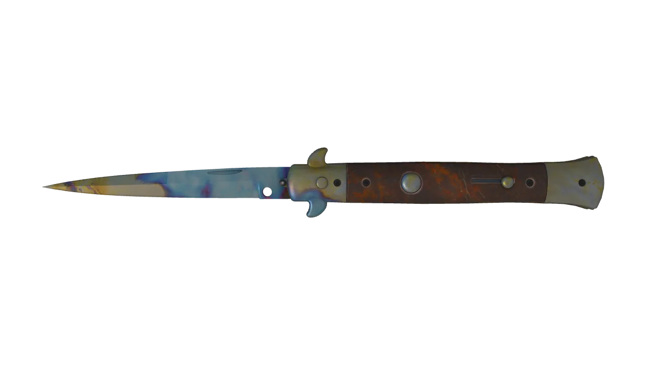 Stiletto Knife | Case Hardened seed #208, front