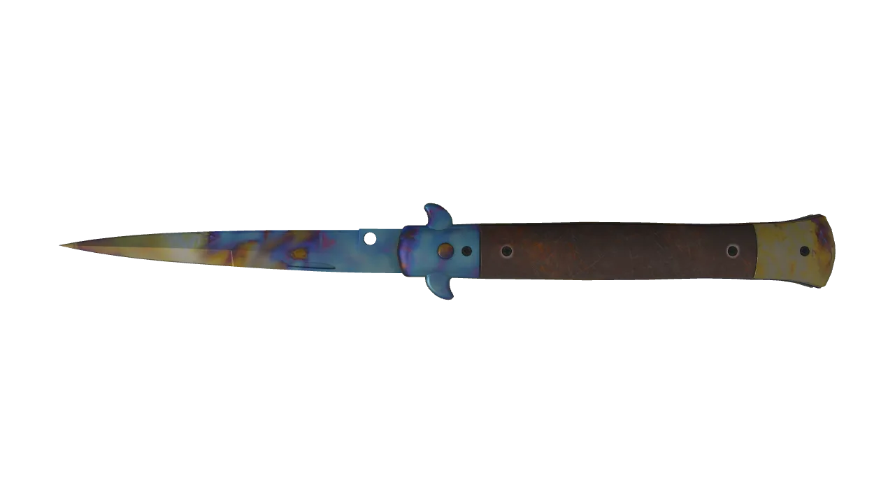 Stiletto Knife | Case Hardened seed #216, back