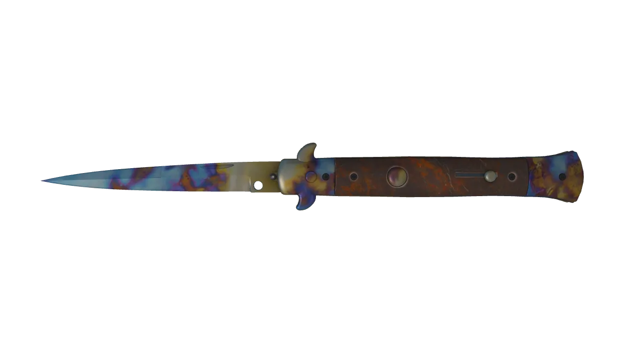 Stiletto Knife | Case Hardened seed #216, front