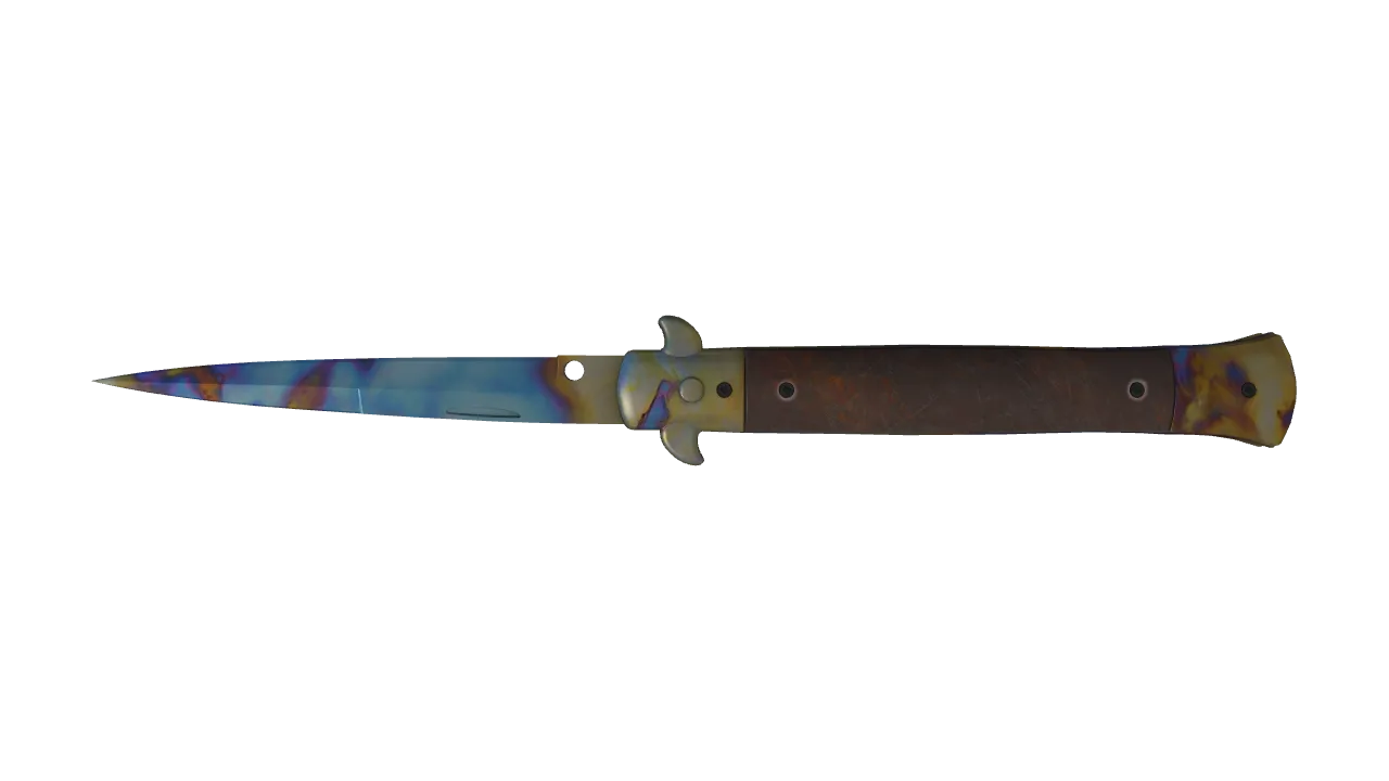 Stiletto Knife | Case Hardened seed #254, back