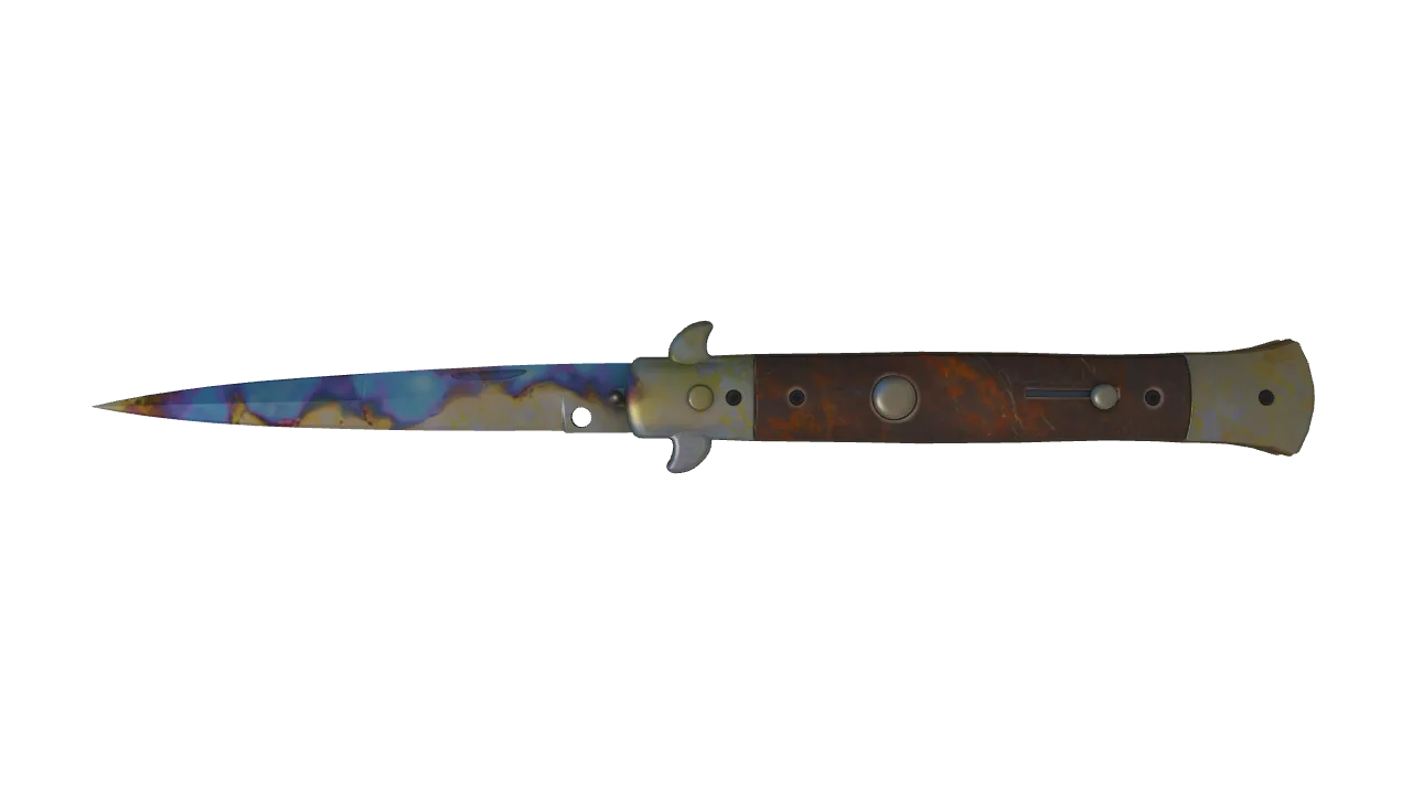 Stiletto Knife | Case Hardened seed #263, front