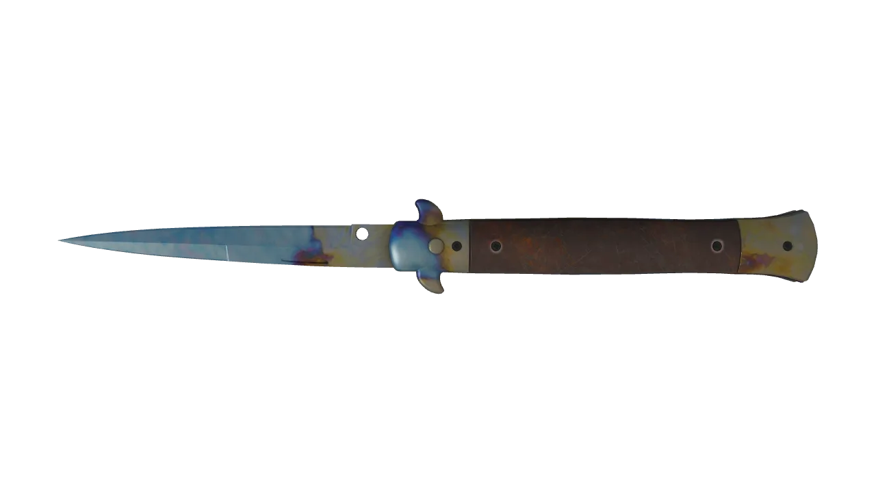 Stiletto Knife | Case Hardened seed #29, back