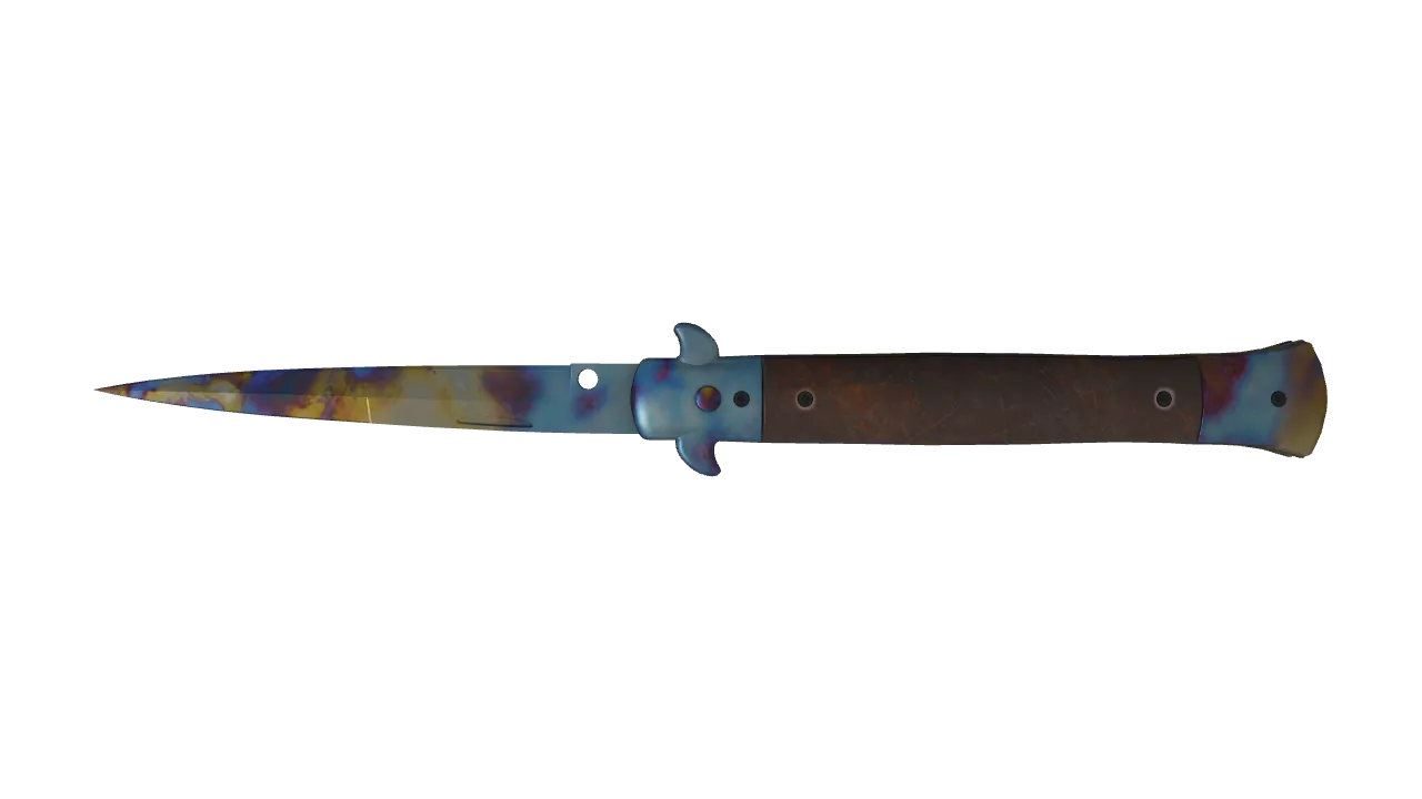 Stiletto Knife | Case Hardened seed #32, back