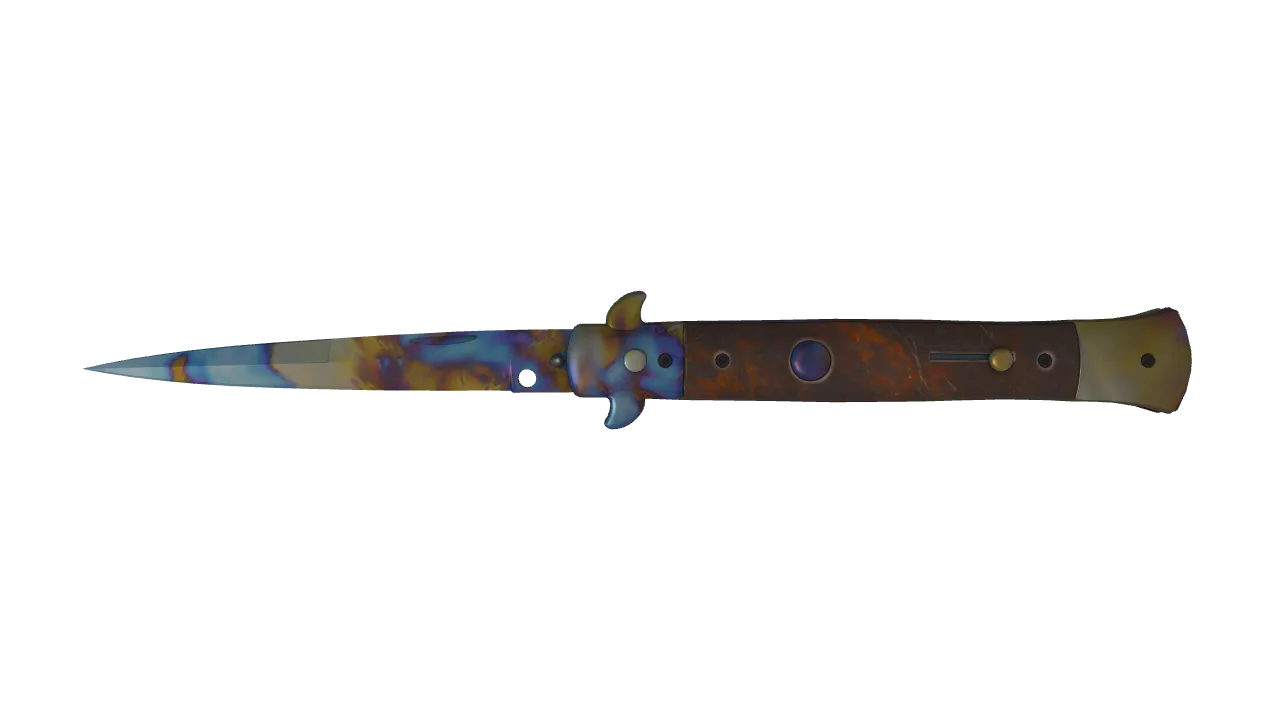 Stiletto Knife | Case Hardened seed #32, front
