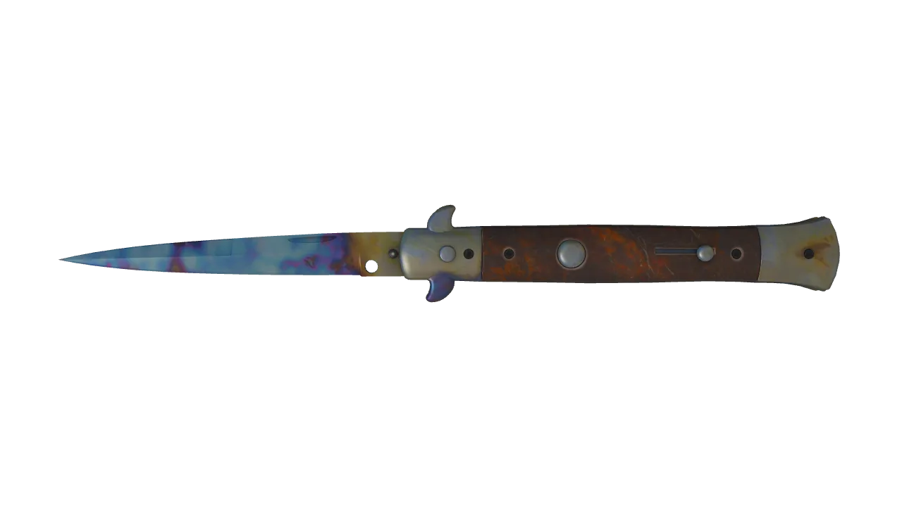Stiletto Knife | Case Hardened seed #322, front