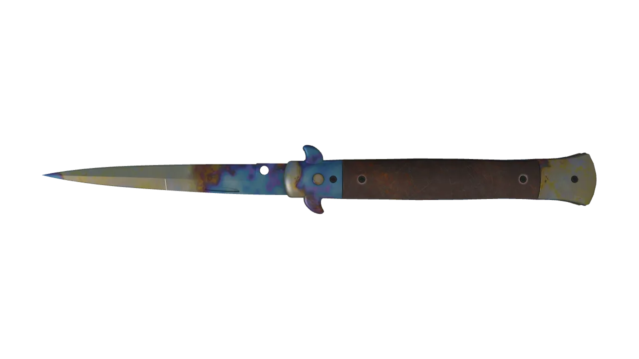 Stiletto Knife | Case Hardened seed #323, back