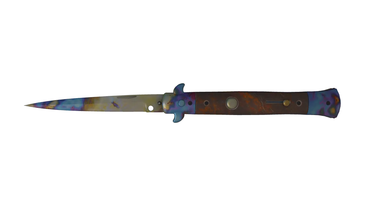 Stiletto Knife | Case Hardened seed #323, front