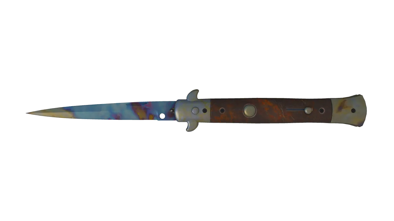 Stiletto Knife | Case Hardened seed #330, front