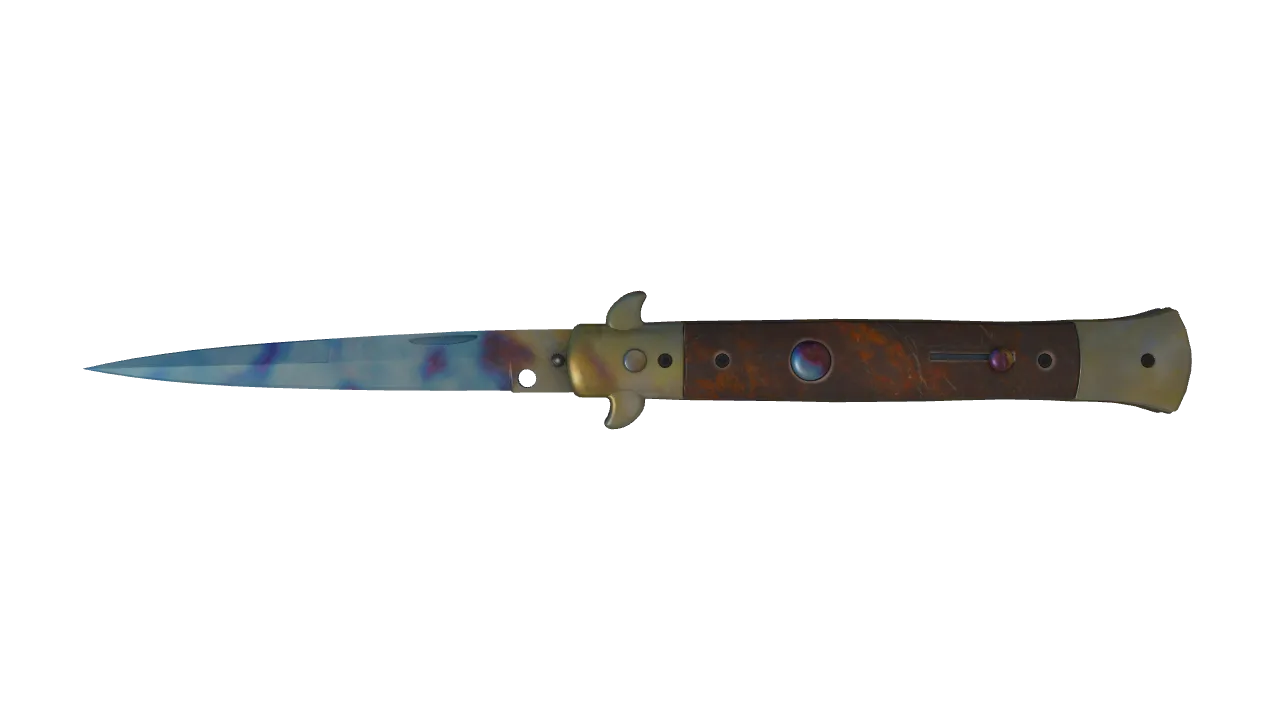 Stiletto Knife | Case Hardened seed #332, front