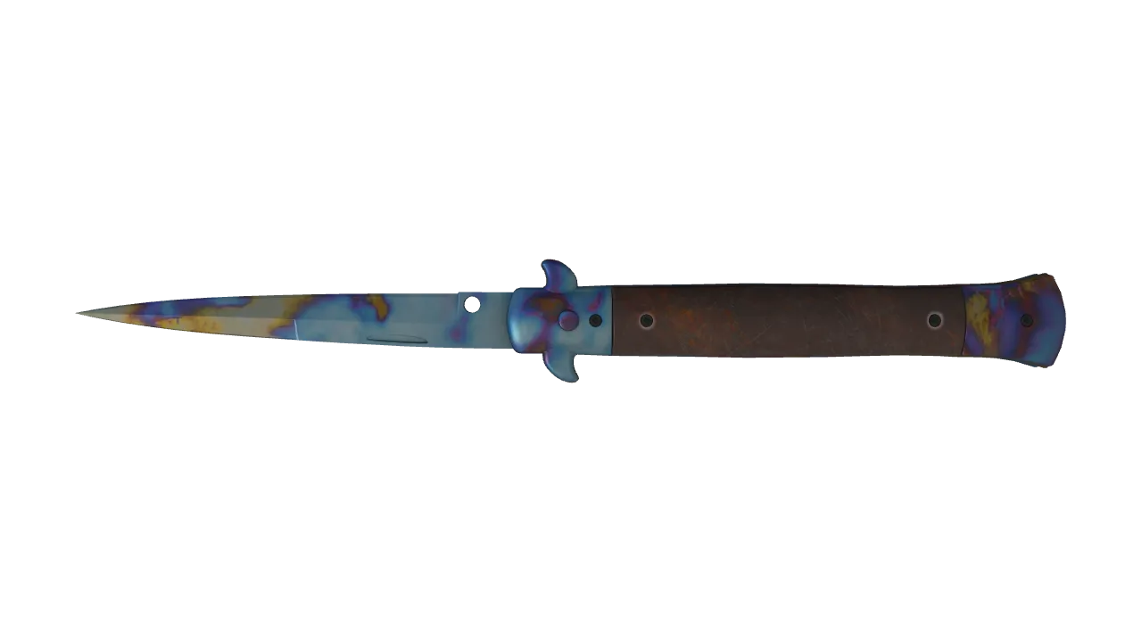 Stiletto Knife | Case Hardened seed #341, back